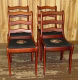 Set Of 4 Dining Chairs w/Needlepoint Seats