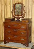 Walnut Victorian Dresser w/Wishbone Mirror