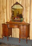 French Walnut Inlaid Vanity Dresser