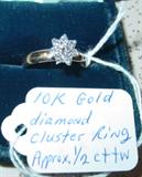 10K Gold Diamond Cluster Ring