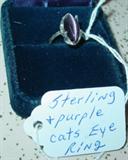 Sterling & Purple Cats Eye Ring