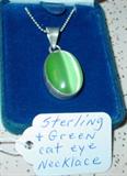 Sterling & Green Cats Eye Necklace