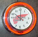 Neon Red Wing Shoes Clock
