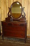 3 Piece Mahogany Spool Design Bedroom Set