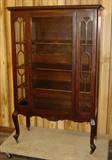 1920's Oak Queen Anne Crystal Cabinet