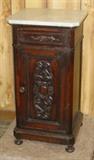 Oak Marble Top Half Commode w/Carvings