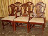 6 - Mahogany Shield Back Dining Chairs w/Needlepoint Seats