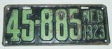 1923 NEB License Plate
