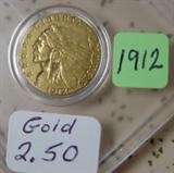 1912 Gold Indian Head $2.50 Coin