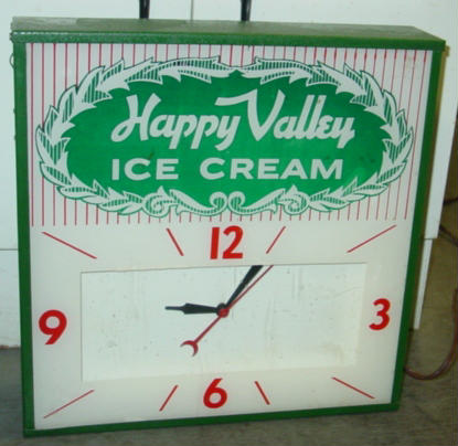 Vintage Lighted Happy Valley Ice Cream Clock