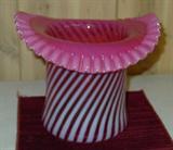 Fenton Cranberry Swirl Hat Vase