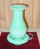Fenton Turquoise Hurricane Lamp