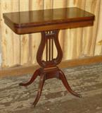 Mahogany Harp Base Flip Top Game Table