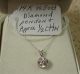 14K White Gold Diamond Pendent (approx. 1/2 ct tw)