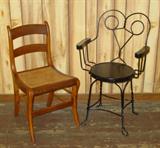 Walnut Chair & Iron Chair