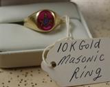 10K Gold Man's Masonic Ring