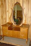 Oak Drop Center Dresser w/ Oval Wishbone Mirror