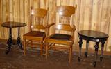 Oak chairs & lamp tables