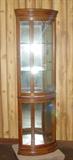 Modern Oak Corner Curio Cabinet w/Light