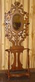 Walnut Victorian Hall Tree w/Umbrella Stand