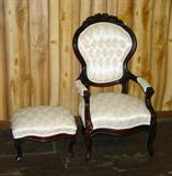 Rose Back Parlor Chair w/Footstool