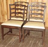 4 Mahogany Straight Leg Chippendale Dining Chairs
