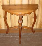 Walnut Wall Table w/Carved Lady Figural