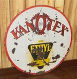 30" Porcelain Double Sided Kan-O-Tex Gas Sign
