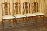 Set Of 4 Cherry Queen Anne Dining Chairs
