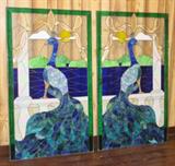 34" x 58" Peacock Stain Glass Windows