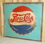 Metal Pepsi Cola Sign (approx. 27" x 31")