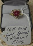 10K Gold, Pink Spinel & Diamond Ring