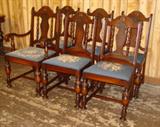 Set Of 6 Dining Chairs w/Needlepoint Seats