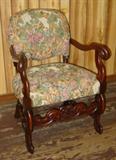 Fancy 1930's Walnut Accent Chair