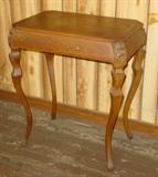 Unique Oak Lamp Table w/Carved Faces