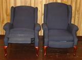 Pair Of Queen Anne Wing Back Recliners