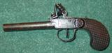 Rare Circa. 1800's Double Barrel Flintlock Engraved Pistol w/Safety