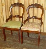 Victorian Walnut Rose Back Chairs
