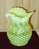 Vaseline Glass Vase (More Vaseline Glass Not Shown)