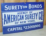 Porcelain American Surety Co. Sign