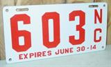 Porcelain 1914 NC License Plate