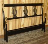 Full Size Bed w/Gold Accents & Carved Swan Heads