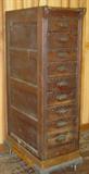 Oak 9 Drawer Card File Cabinet