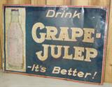 Old Metal Drink Grape Julep Sign
