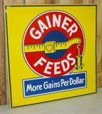 Vintage Metal Gainer Feeds Sign