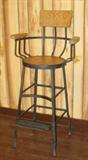 Oak & Metal Stool