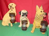 Dog Statues w/Solar Lights