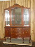 2 Piece French Style China Cabinet w/Inlay