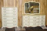Chest on Chest & Dresser to 4 Piece French Provincial Style Bedroom Set