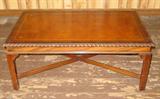 Mahogany Henredon Coffee Table w/Leather Inlay Top